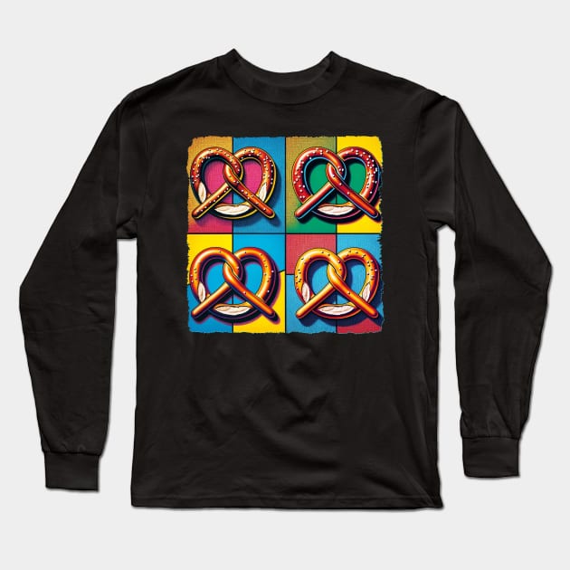 Pretzel Pop: A Twist of Artistic Flavor Long Sleeve T-Shirt by PawPopArt